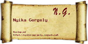 Nyika Gergely névjegykártya